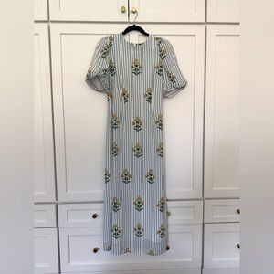 RHODE Wanda Dress Poppy Stripe Floral Midi – XS